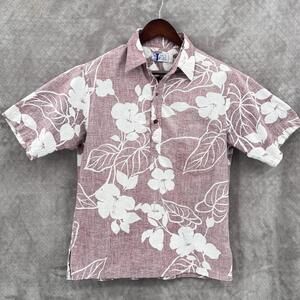 RJC Shirt Mens Large Red Floral Hawaiian Aloha Short Sleeve Button Up Casual